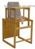 vyrobeno z kvalitního borovicového dřeva
jednoduché sestave
potah sedadla je z voskovaného plátna a je snadno omyvatelný
možnost rozložení na židličku se stolkem:
tato židlička splňuje evropské normy pro dětský nábytek PN-EN 71-3
víčeúčelové použití (např. při sundání jídelní desky můžete využívat jako samostatné křesílko)