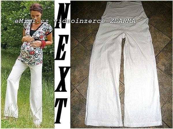 NOVÉ lněné těhotenské bílé kalhoty NEXT, velikost 36. Materiál: kalhoty 100 % len, pružná